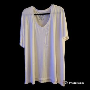 Peace Love World Cream/Off White V-Neck Oversized Short Sleeve T-Shirt